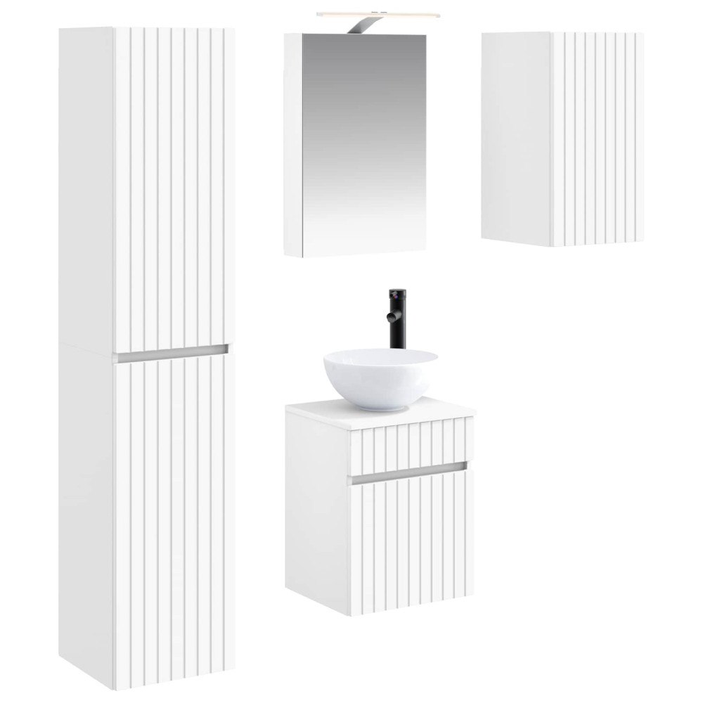 vidaXL Badrumsskåpsset 5 pcs Vit 40 x 10,5 x 60,5 cm Konstruerat trä