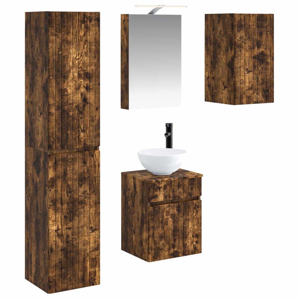 vidaXL Badrumsskåpsset 5 pcs Rökt ek 40 x 10,5 x 60,5 cm