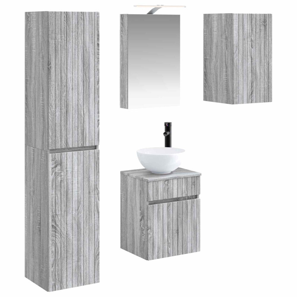 vidaXL Badrumsskåpsset 5 pcs Grå Sonoma 40 x 10,5 x 60,5 cm