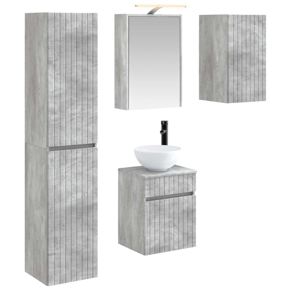 vidaXL Badrumsskåpsset 5 pcs Betonggrå 43 x 16 x 62,5 cm