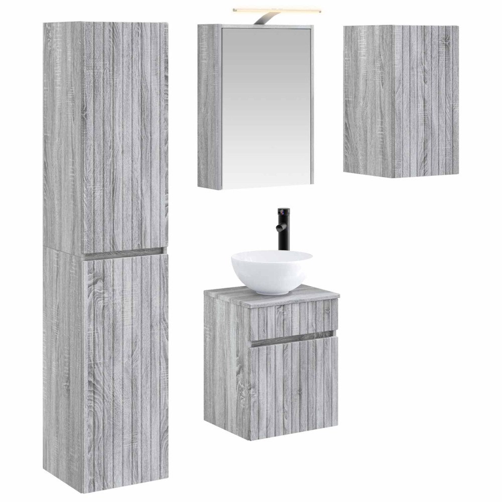 vidaXL Badrumsskåpsset 5 pcs Grå Sonoma 43 x 16 x 62,5 cm