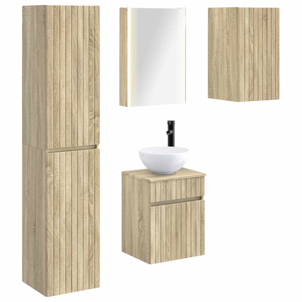 vidaXL Badrumsskåpsset 5 pcs Sonoma-ek 43 x 11,5 x 60,5 cm