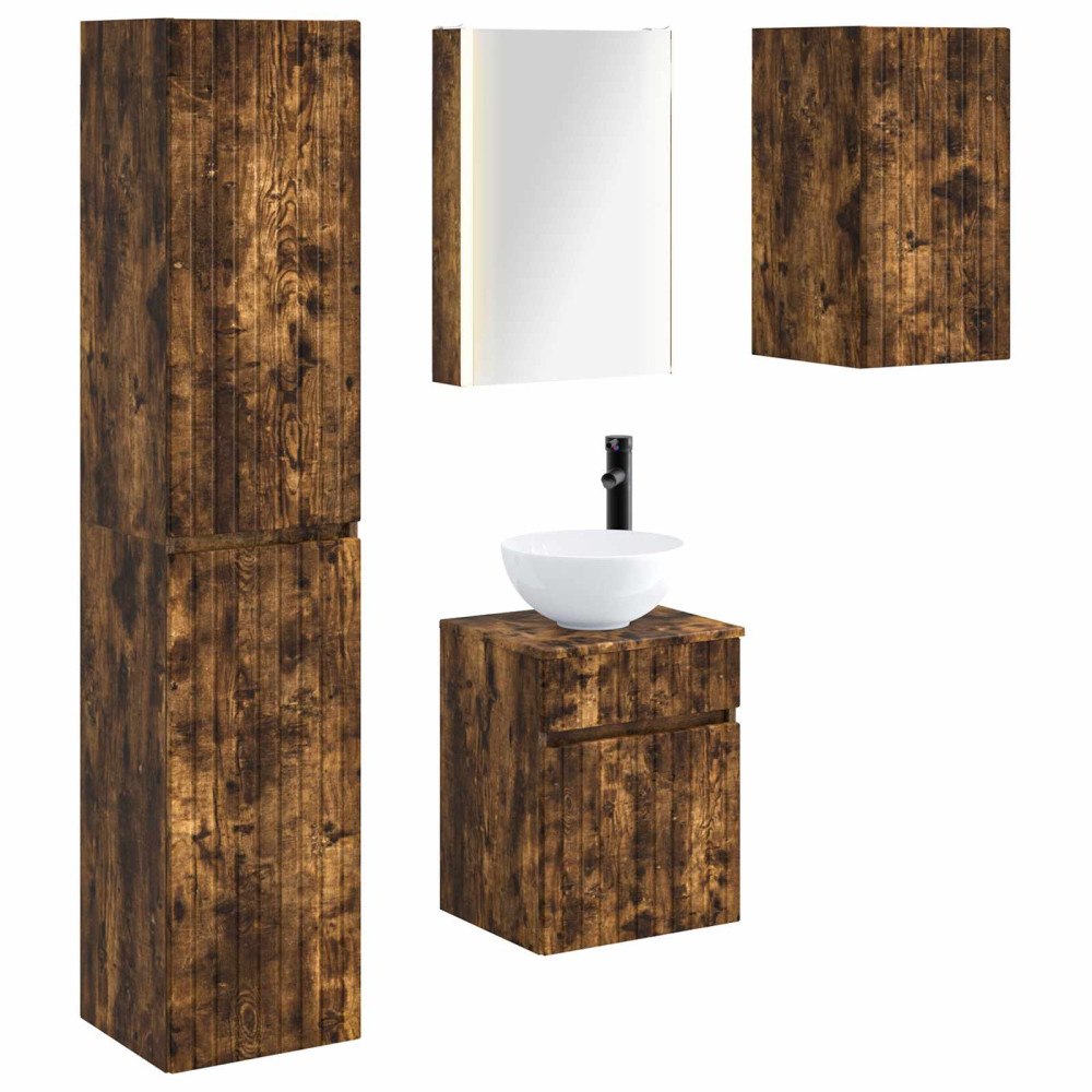 vidaXL Badrumsskåpsset 5 pcs Rökt ek 43 x 11,5 x 60,5 cm