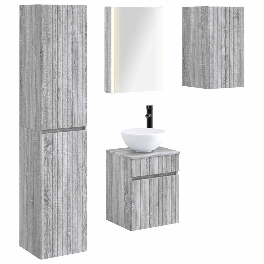 vidaXL Badrumsskåpsset 5 pcs Grå Sonoma 43 x 11,5 x 60,5 cm