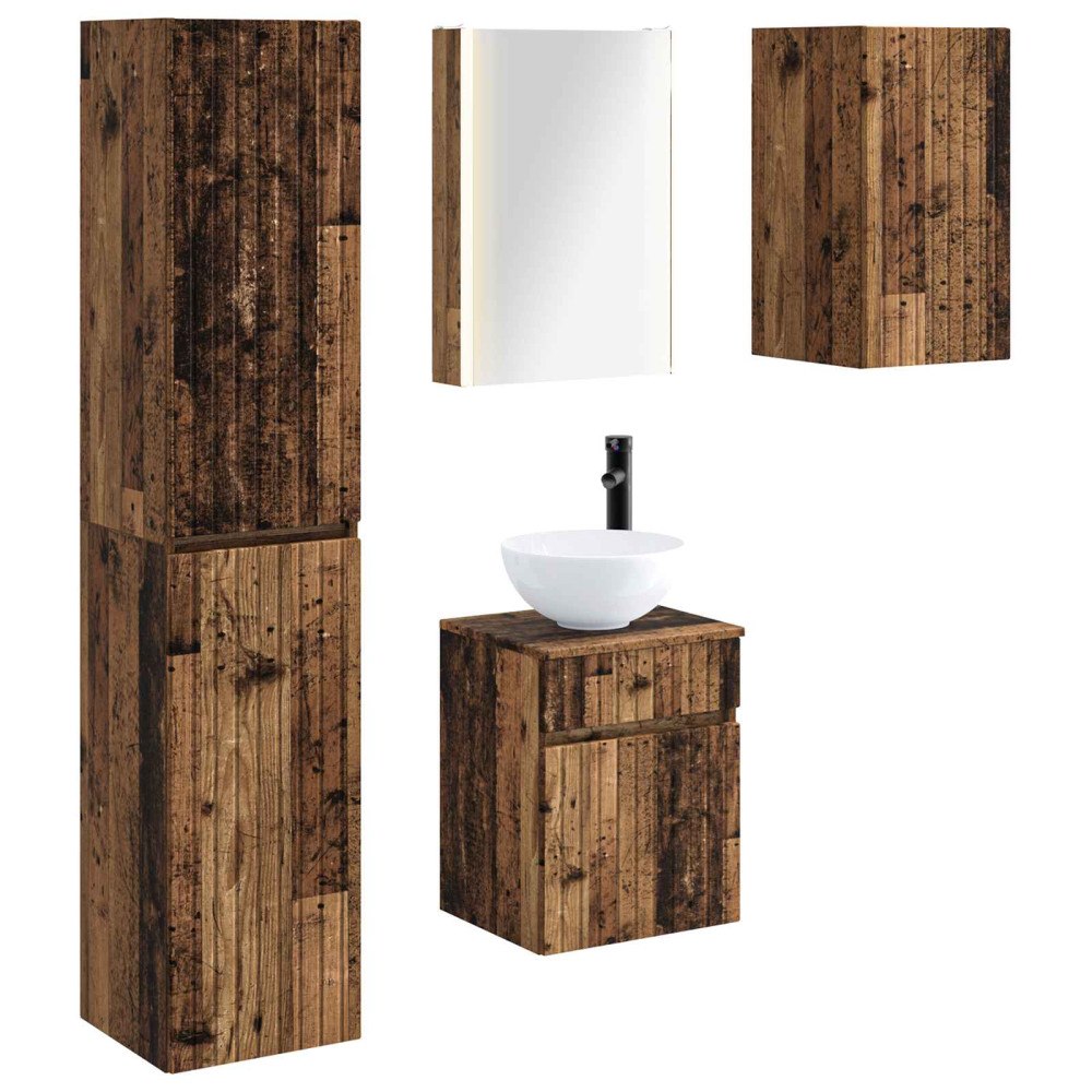 vidaXL Badrumsskåpsset 5 pcs Gammalt trä 43 x 11,5 x 60,5 cm