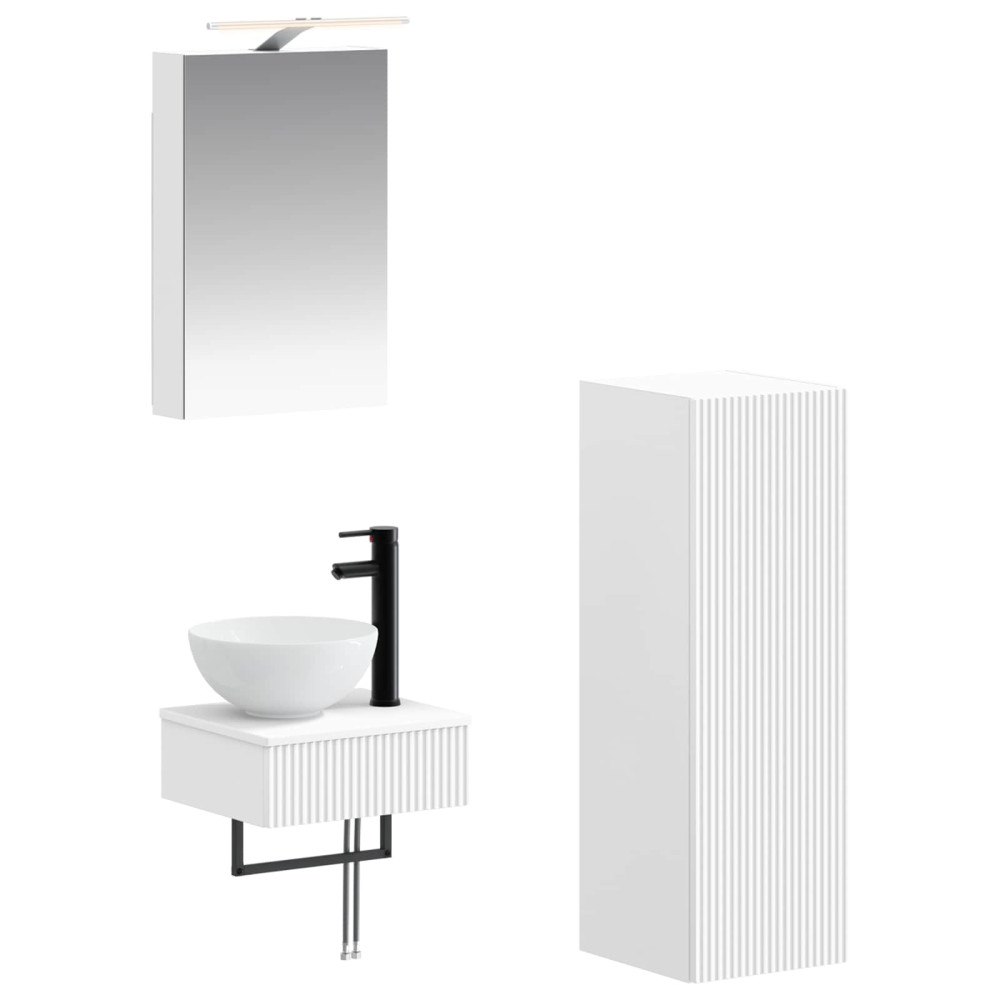 vidaXL Badrumsskåpsset 4 pcs Vit 40 x 10,5 x 60,5 cm Konstruerat trä