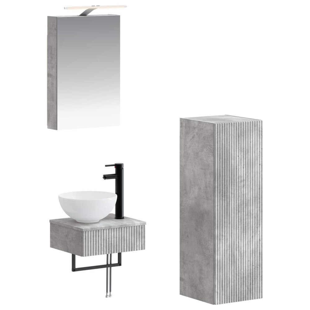 vidaXL Badrumsskåpsset 4 pcs Betonggrå 40 x 10,5 x 60,5 cm