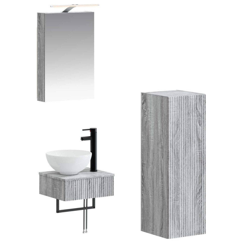 vidaXL Badrumsskåpsset 4 pcs Grå Sonoma 40 x 10,5 x 60,5 cm