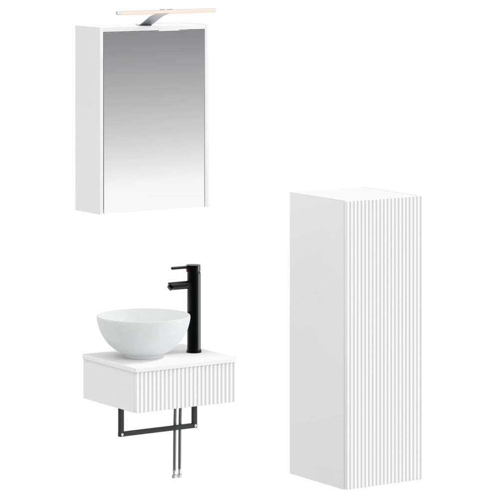 vidaXL Badrumsskåpsset 4 pcs Vit 43 x 16 x 62,5 cm Konstruerat trä