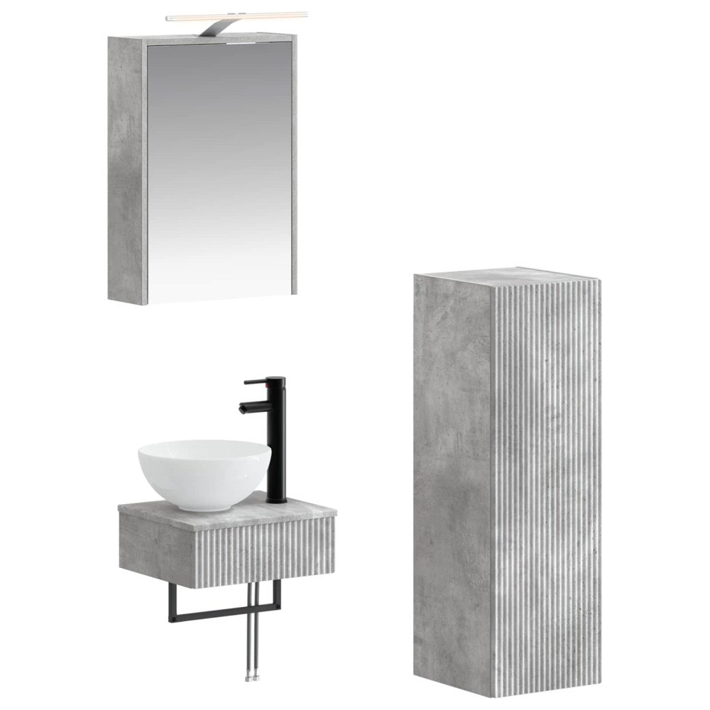 vidaXL Badrumsskåpsset 4 pcs Betonggrå 43 x 16 x 62,5 cm