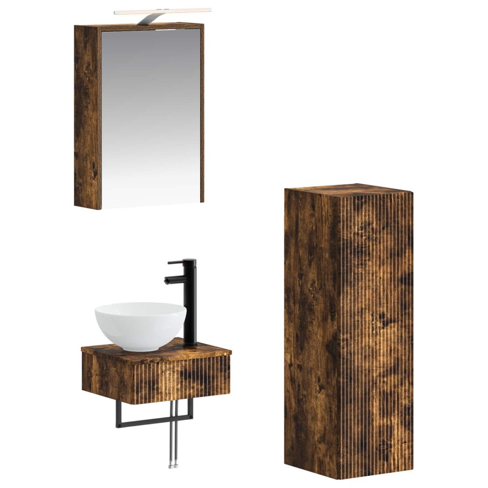 vidaXL Badrumsskåpsset 4 pcs Rökt ek 43 x 16 x 62,5 cm Konstruerat trä