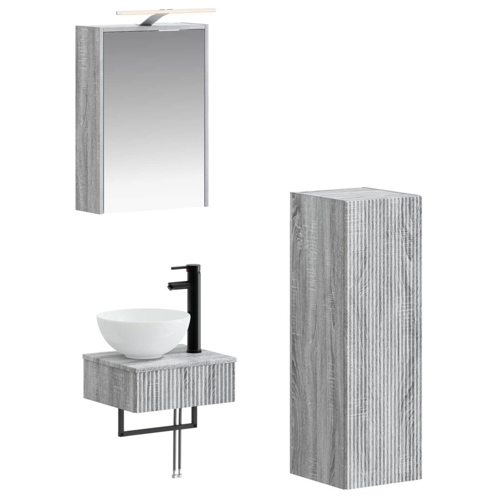 vidaXL Badrumsskåpsset 4 pcs Grå Sonoma 43 x 16 x 62,5 cm
