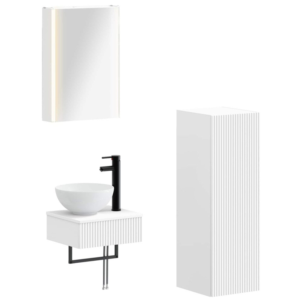 vidaXL Badrumsskåpsset 4 pcs Vit 43 x 11,5 x 60,5 cm Konstruerat trä