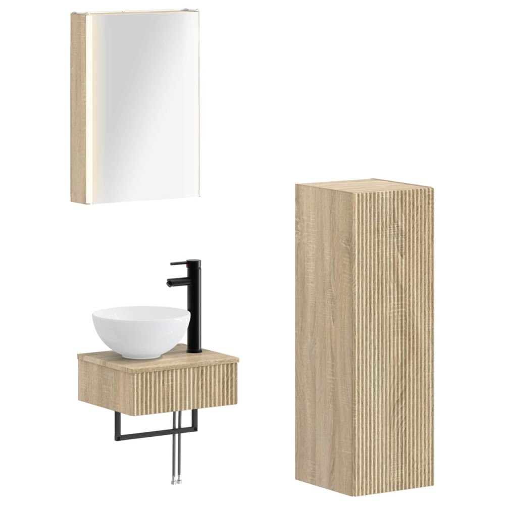 vidaXL Badrumsskåpsset 4 pcs Sonoma-ek 43 x 11,5 x 60,5 cm
