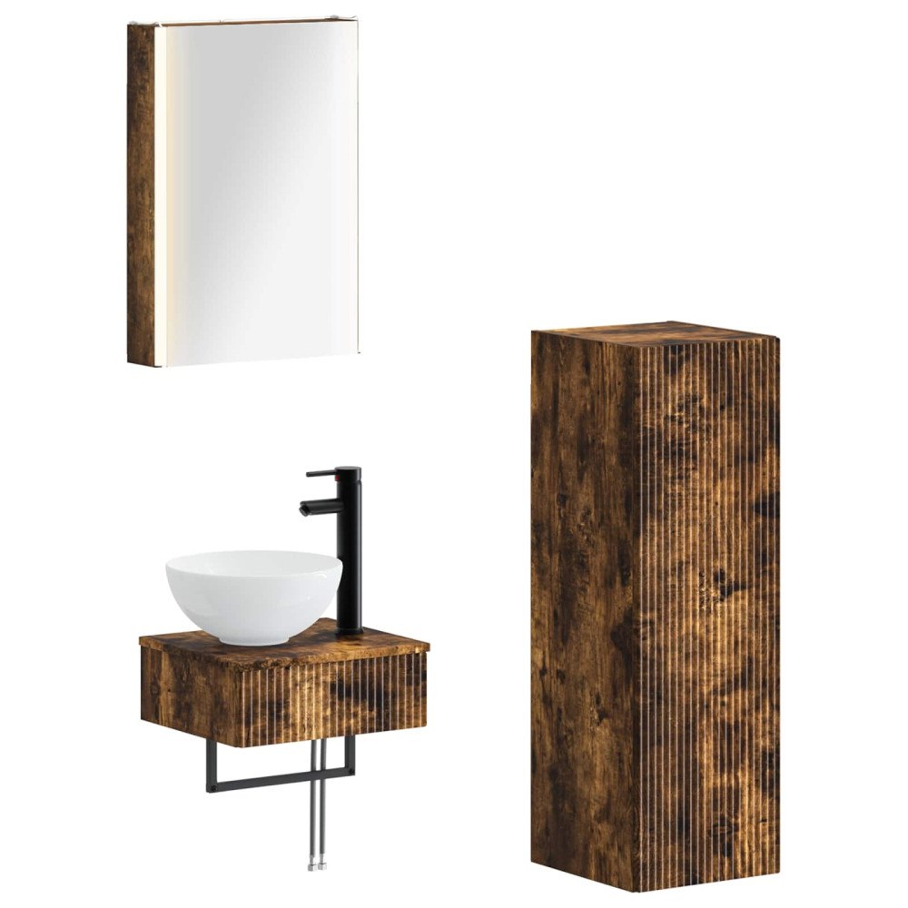 vidaXL Badrumsskåpsset 4 pcs Rökt ek 43 x 11,5 x 60,5 cm