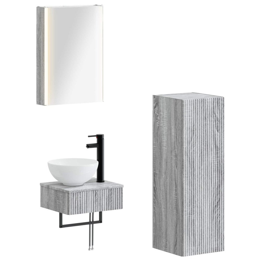 vidaXL Badrumsskåpsset 4 pcs Grå Sonoma 43 x 11,5 x 60,5 cm