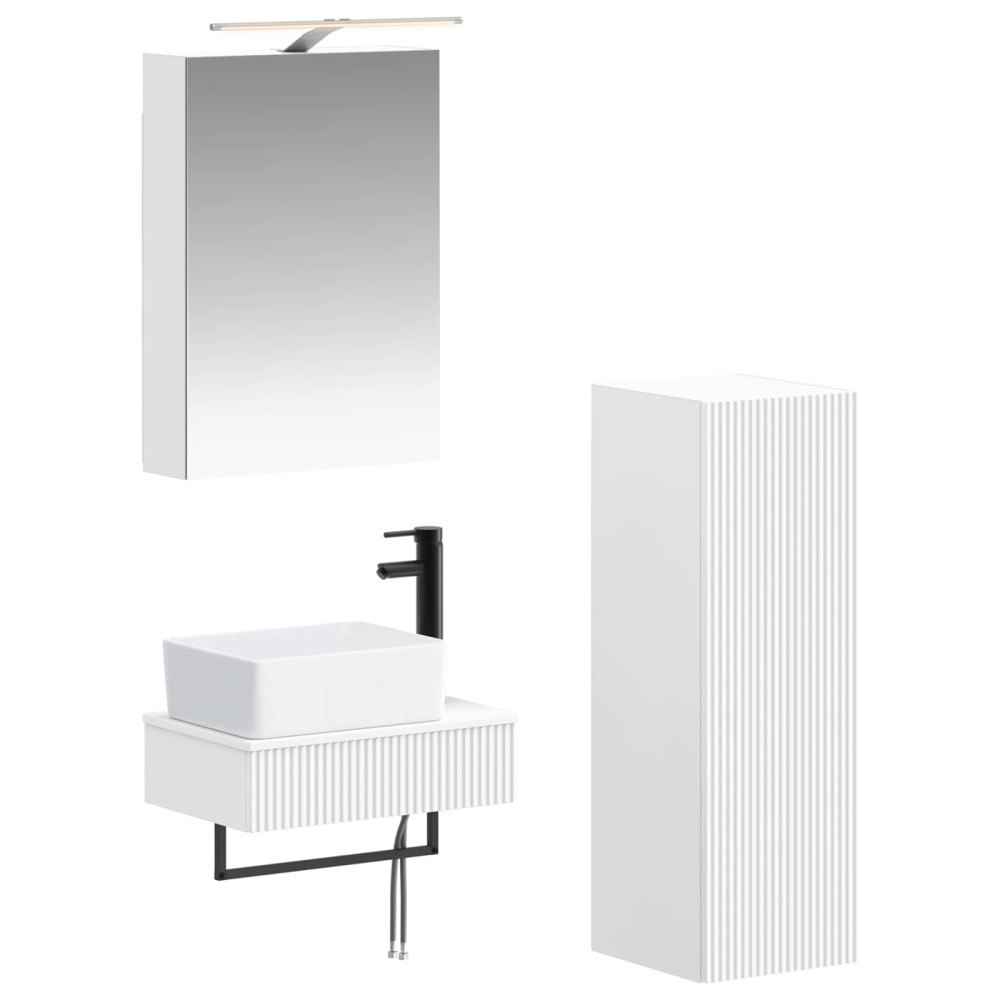 vidaXL Badrumsskåpsset 4 pcs Vit 50 x 14,5 x 70 cm Konstruerat trä