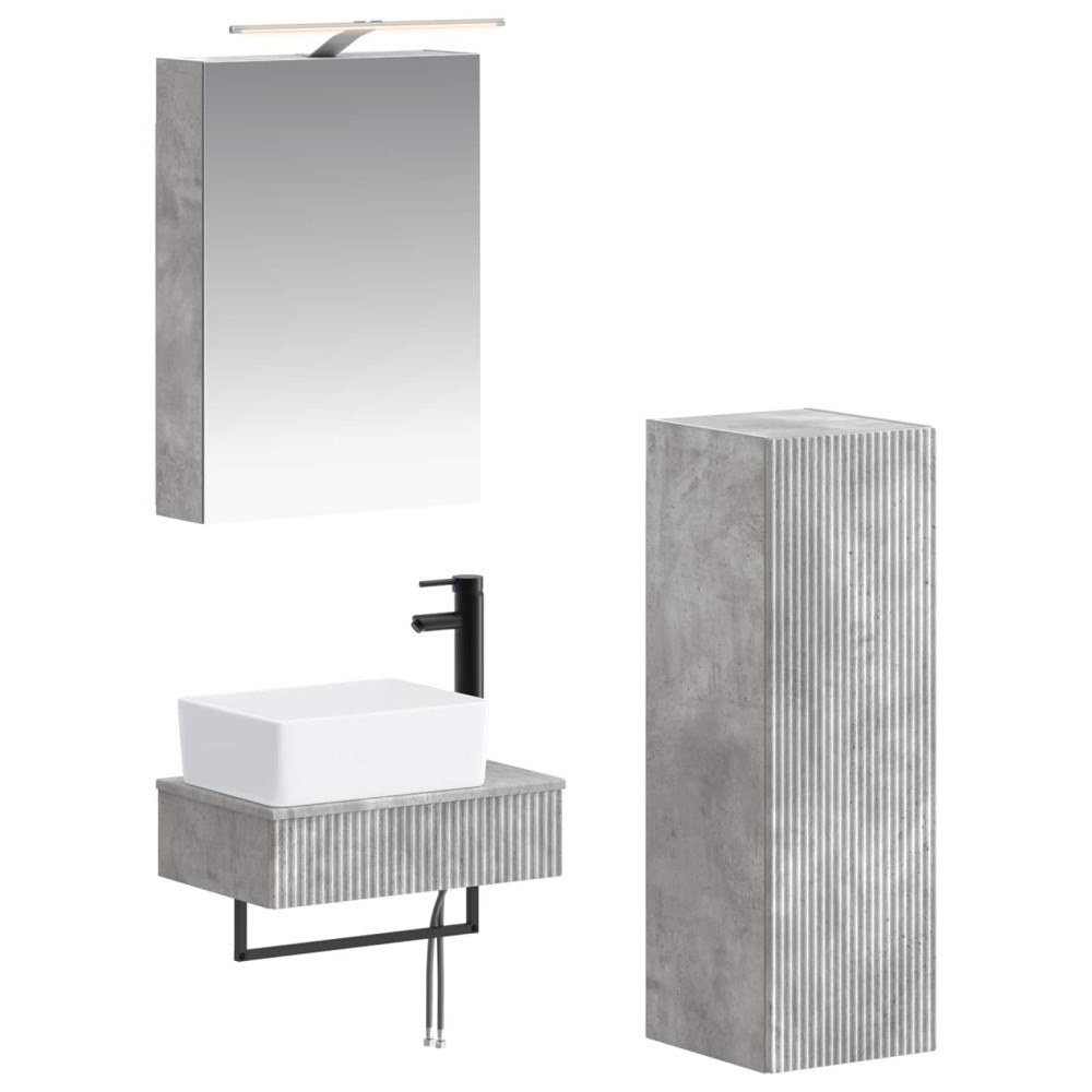 vidaXL Badrumsskåpsset 4 pcs Betonggrå 50 x 14,5 x 70 cm