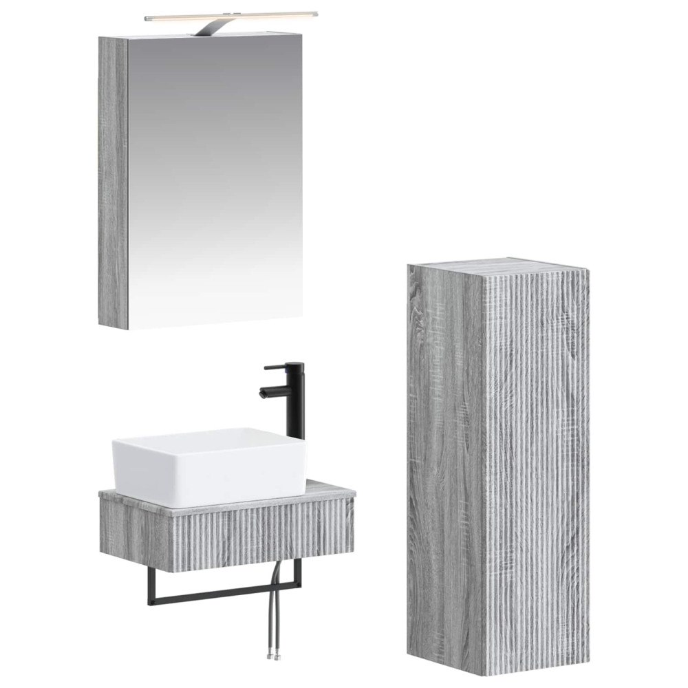 vidaXL Badrumsskåpsset 4 pcs Grå Sonoma 50 x 14,5 x 70 cm