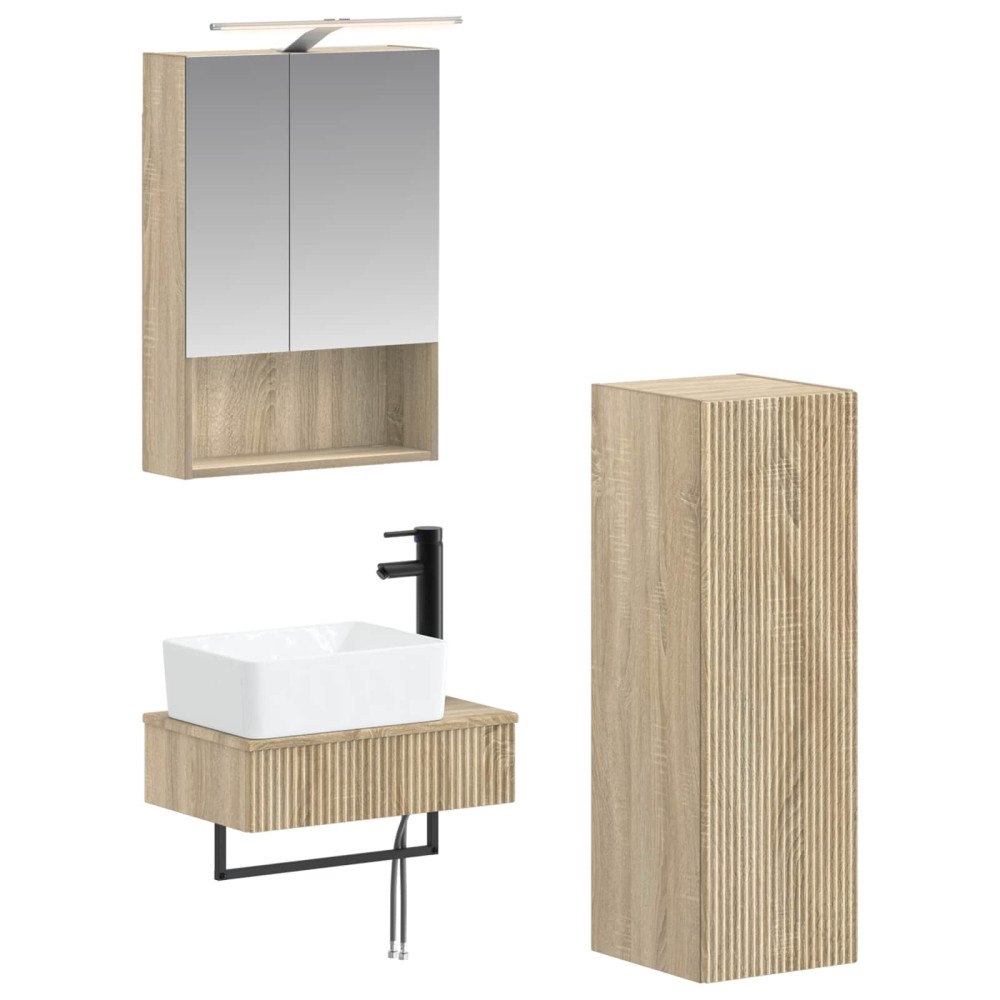 vidaXL Badrumsskåpsset 4 pcs Sonoma-ek 50 x 14,5 x 70 cm