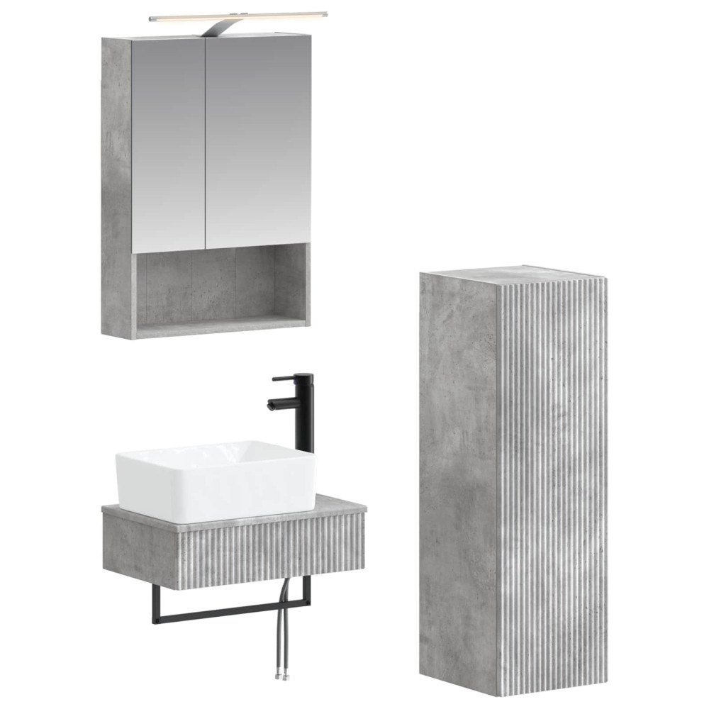 vidaXL Badrumsskåpsset 4 pcs Betonggrå 50 x 14,5 x 70 cm