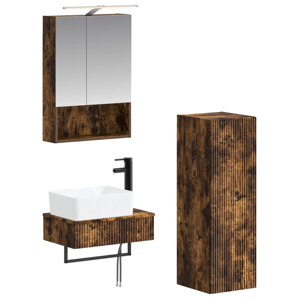 vidaXL Badrumsskåpsset 4 pcs Rökt ek 50 x 14,5 x 70 cm Konstruerat trä