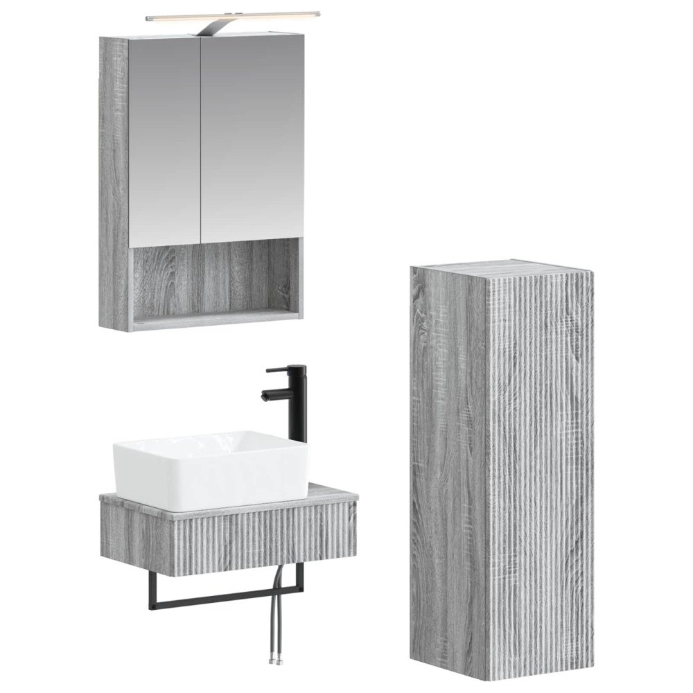 vidaXL Badrumsskåpsset 4 pcs Grå Sonoma 50 x 14,5 x 70 cm