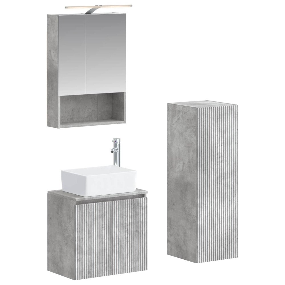 vidaXL Badrumsmöbelset 4 pcs Betonggrå Konstruerat trä och glas