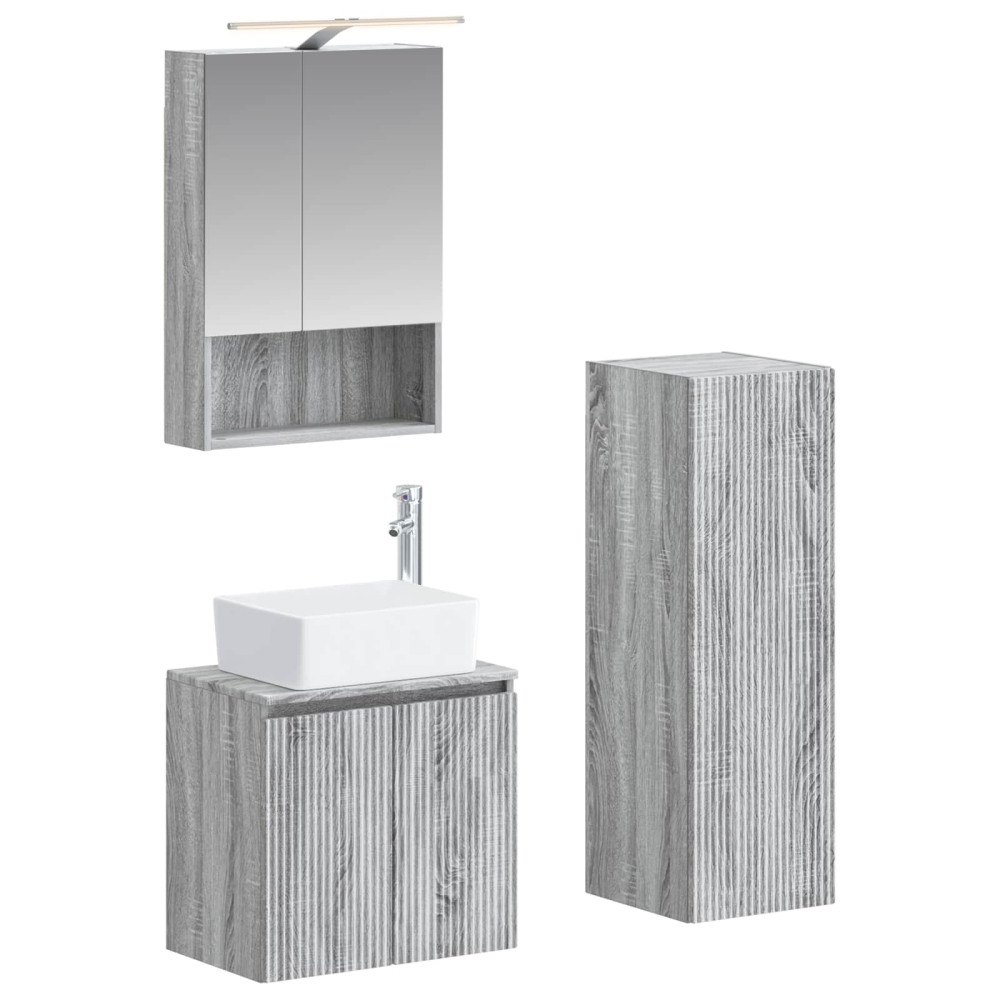vidaXL Badrumsmöbelset 4 pcs Grå Sonoma Konstruerat trä och glas