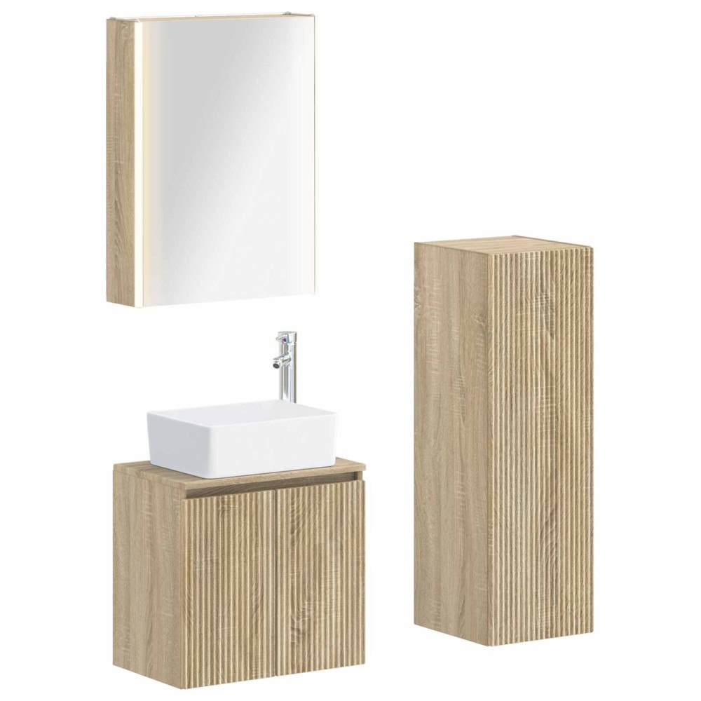 vidaXL Badrumsmöbelset 4 pcs Sonoma-ek Konstruerat trä och glas