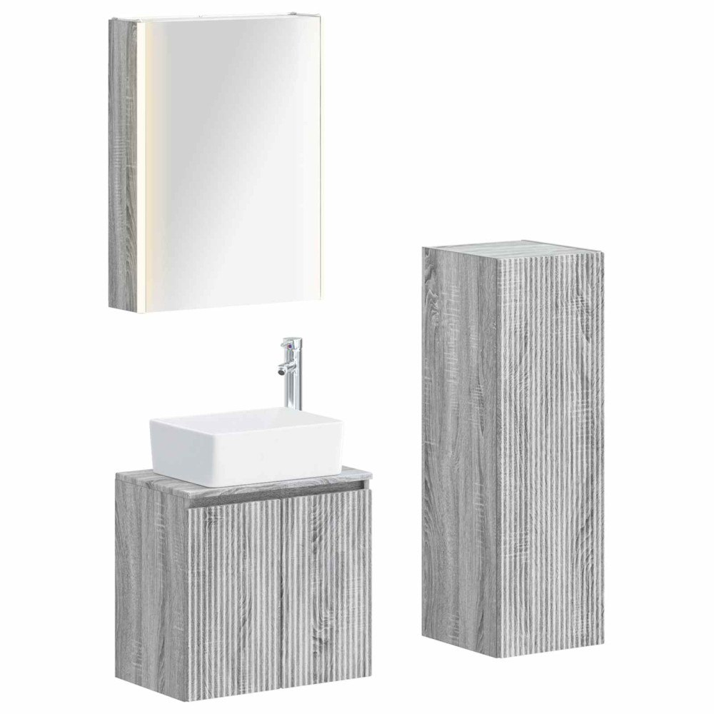 vidaXL Badrumsmöbelset 4 pcs Grå Sonoma Konstruerat trä och glas