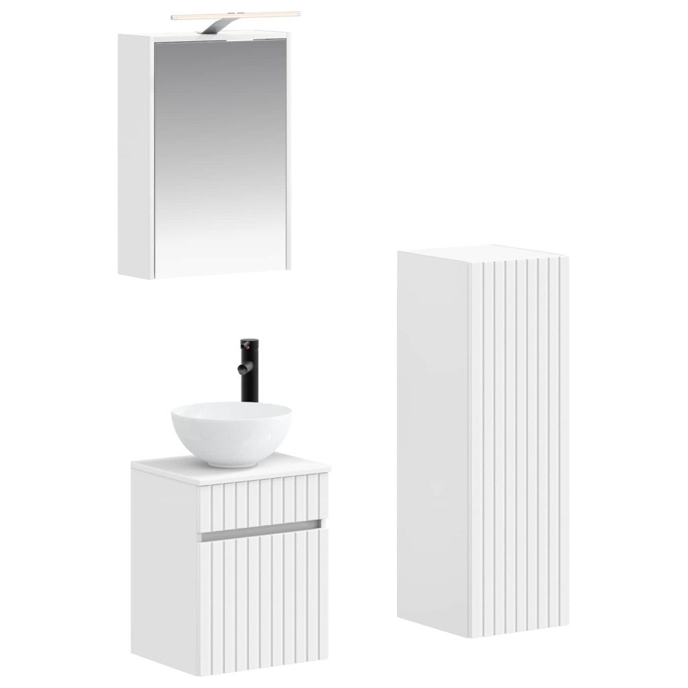 vidaXL Badrumsmöbelset 4 pcs Vit Konstruerat trä och glas