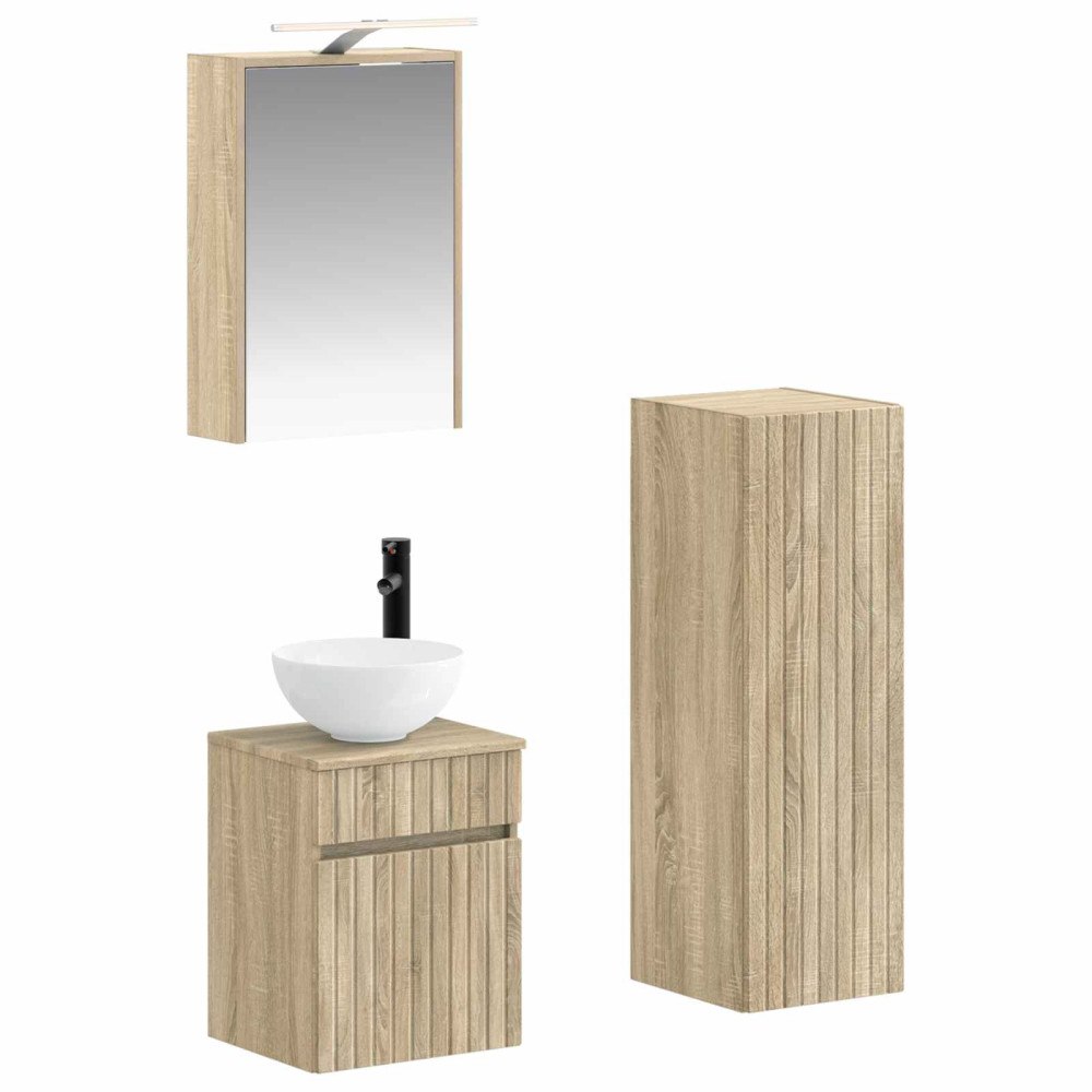 vidaXL Badrumsmöbelset 4 pcs Sonoma-ek Konstruerat trä och glas