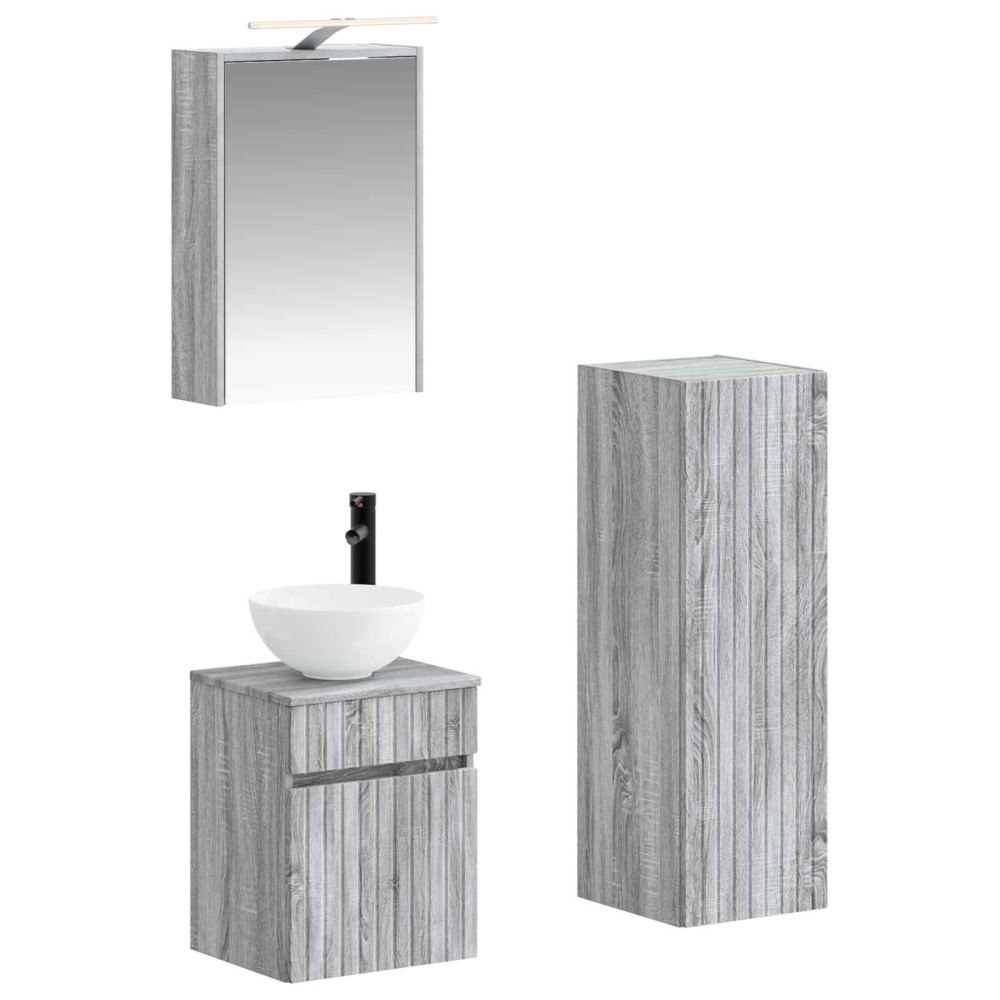vidaXL Badrumsmöbelset 4 pcs Grå Sonoma Konstruerat trä och glas