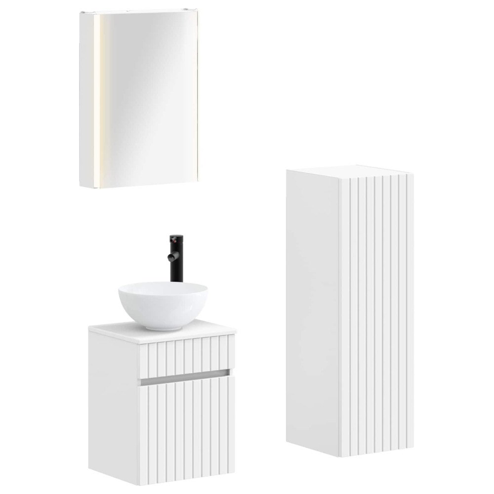 vidaXL Badrumsmöbelset 4 pcs Vit Konstruerat trä och glas