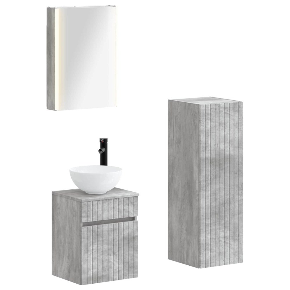 vidaXL Badrumsmöbelset 4 pcs Betonggrå Konstruerat trä och glas