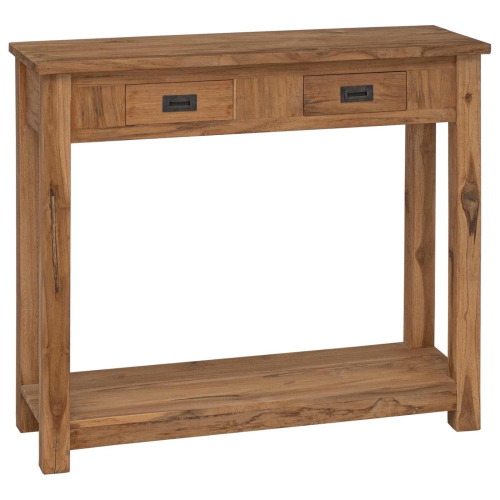 vidaXL Konsolbord Naturlig 90 x 30 x 80 cm Massivt teakträ