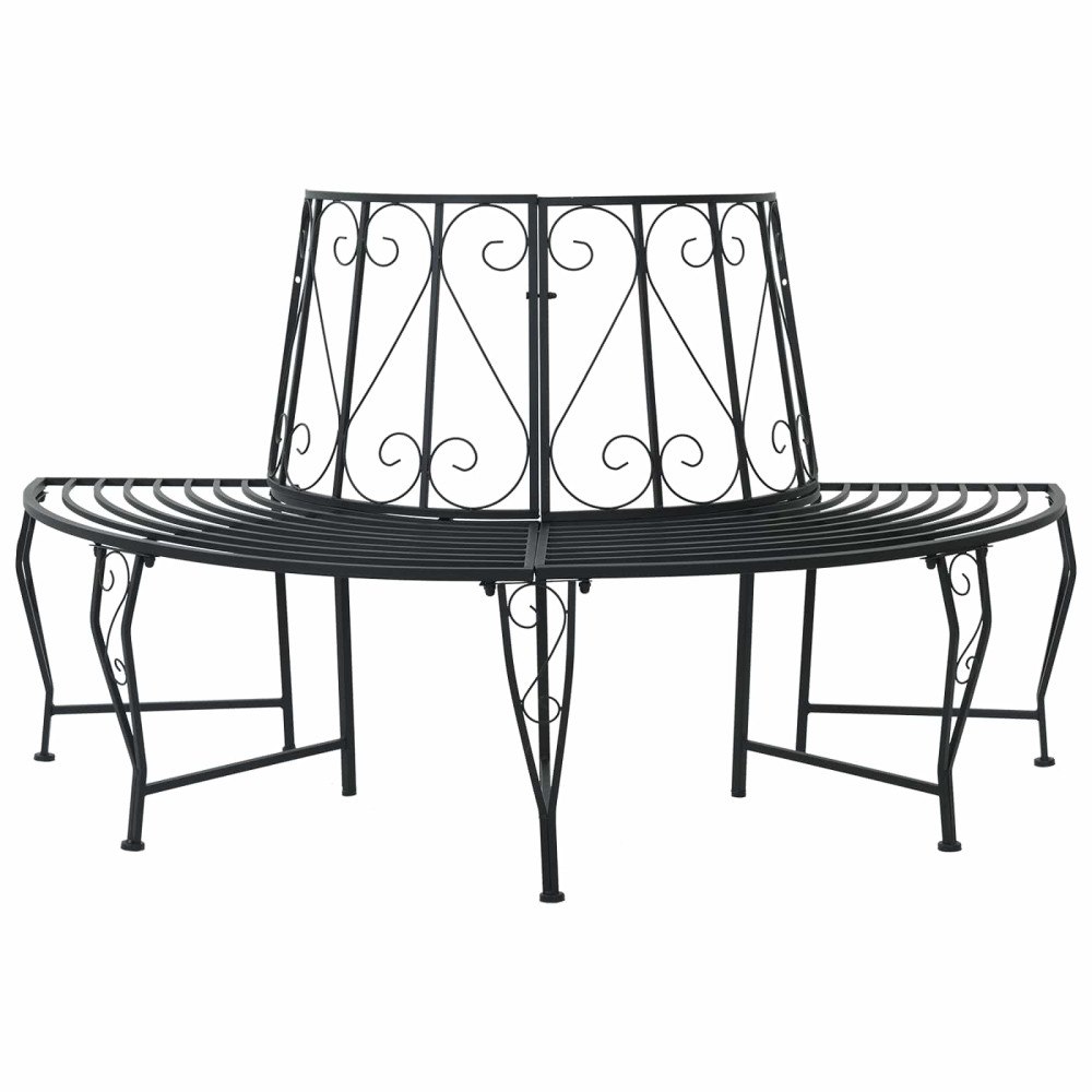 vidaXL Trädbänk 4-Antal sittplatser 160 x 80 x 89 cm Stål Svart