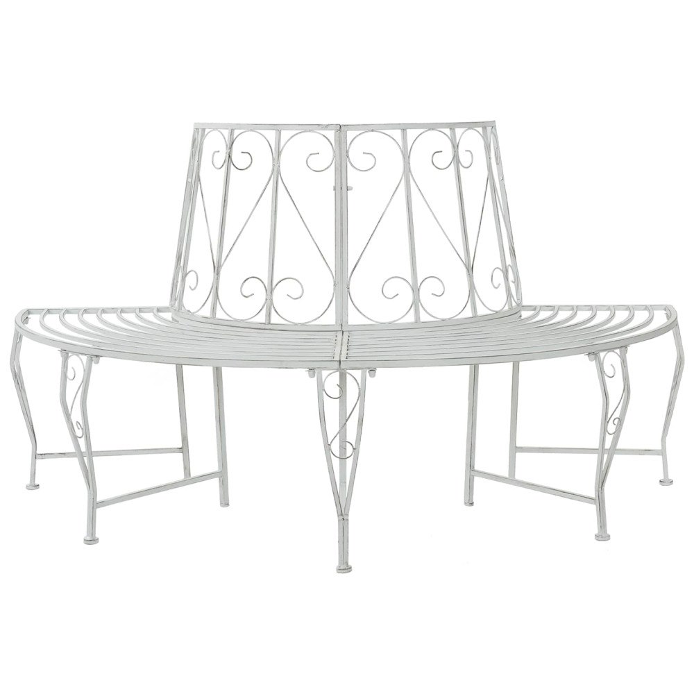 vidaXL Trädbänk 4-Antal sittplatser 160 x 80 x 89 cm Stål Antik vit