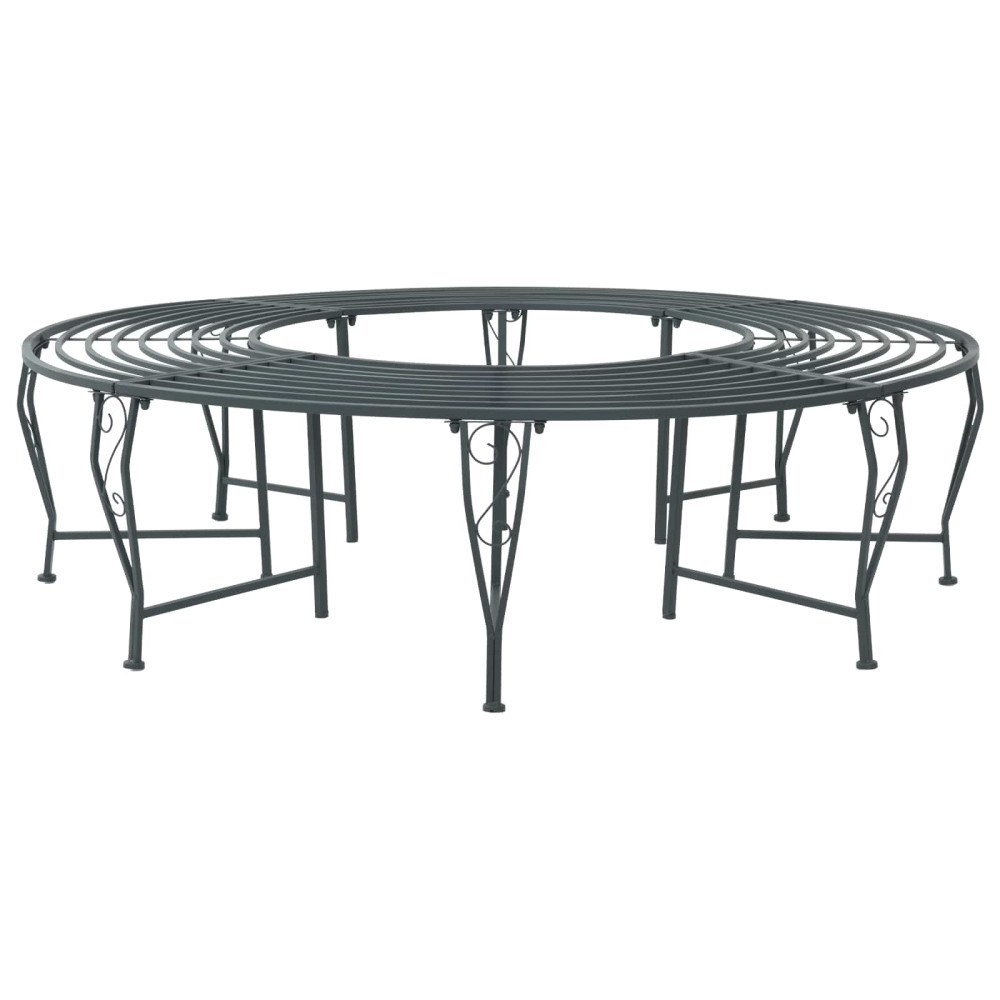 vidaXL Trädbänk 8-Antal sittplatser Ø 160 x 44 cm Stål Silvergrå Rund