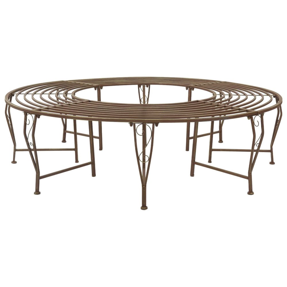 vidaXL Trädbänk 8-Antal sittplatser Ø 160 x 44 cm Stål Antikbrun Rund