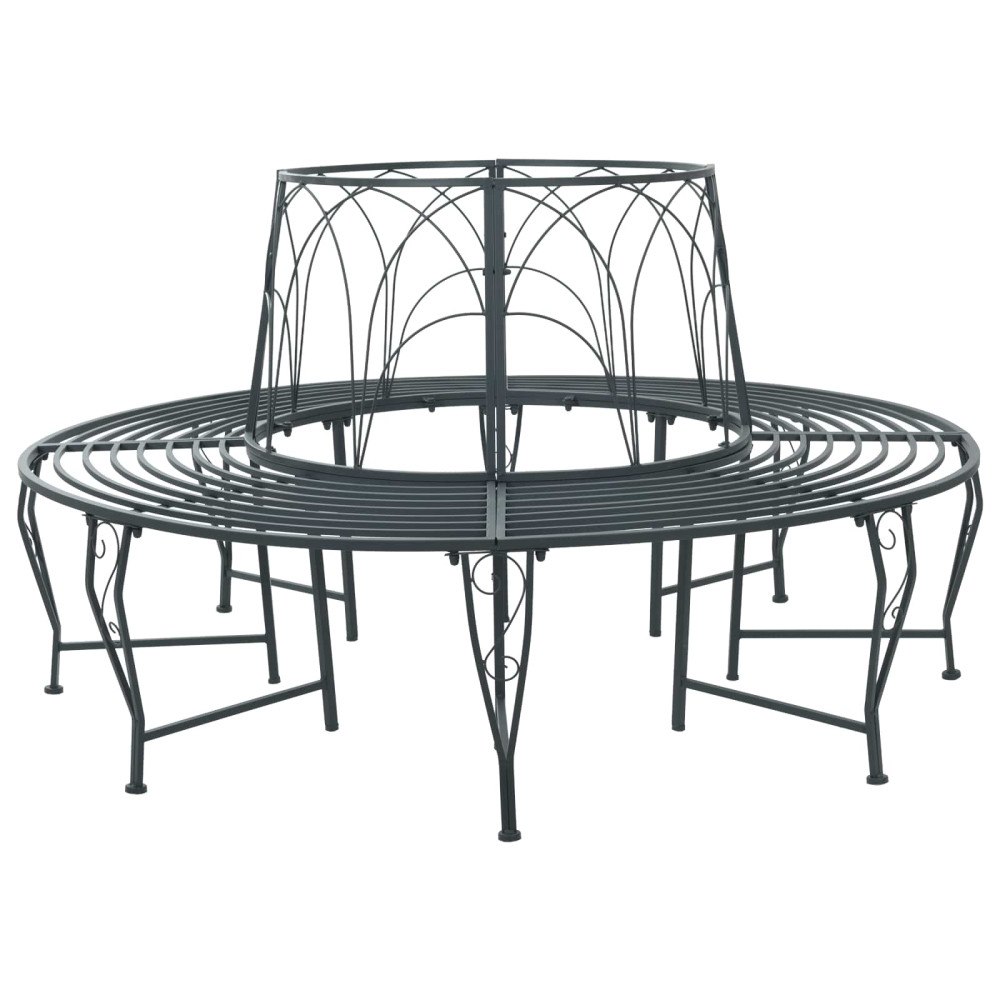 vidaXL Trädbänk 8-Antal sittplatser Ø 160 x 89 cm Stål Silvergrå Rund
