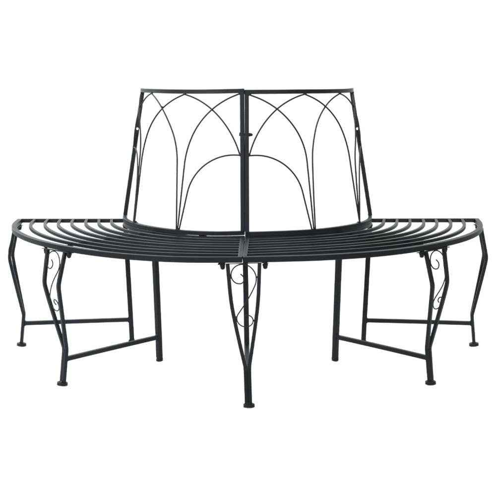vidaXL Trädbänk 4-Antal sittplatser 160 x 80 x 89 cm Stål Svart