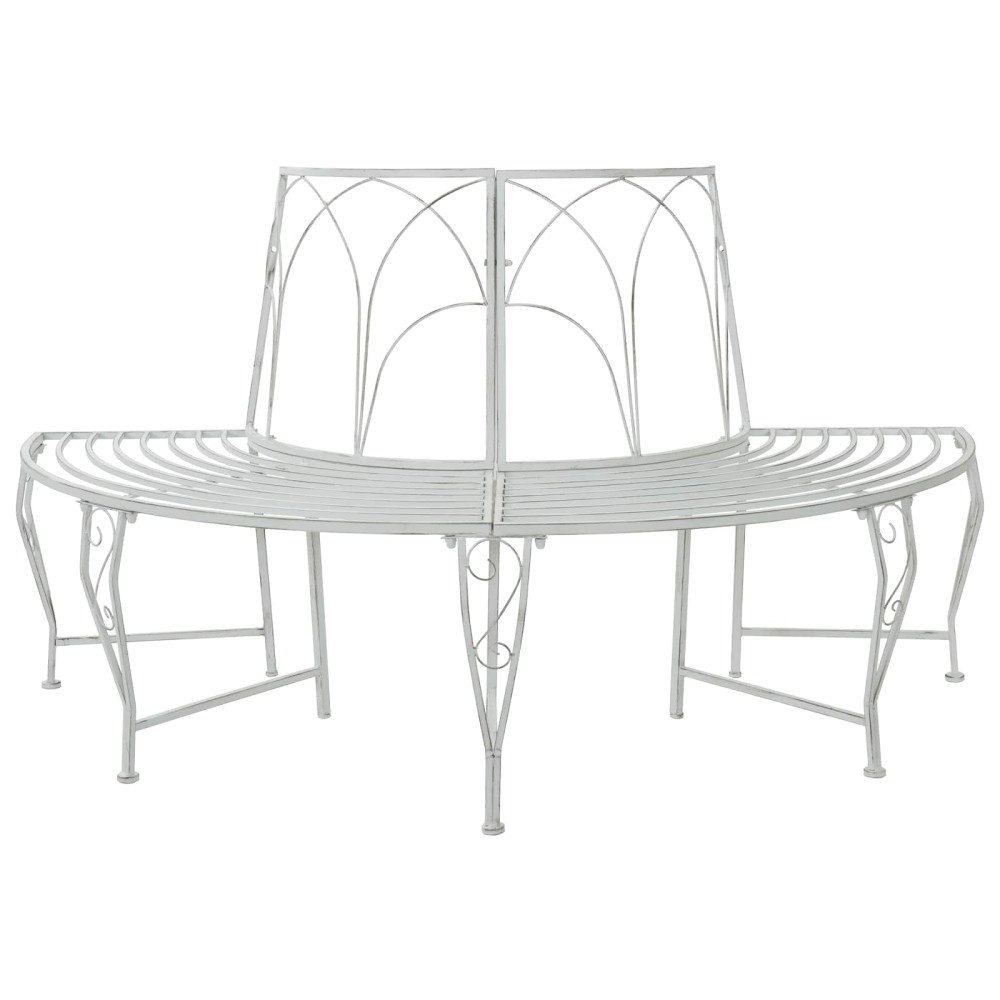 vidaXL Trädbänk 4-Antal sittplatser 160 x 80 x 89 cm Stål Antik vit