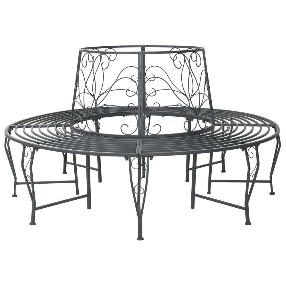 vidaXL Trädbänk 8-Antal sittplatser Ø 160 x 89 cm Stål Silvergrå Rund