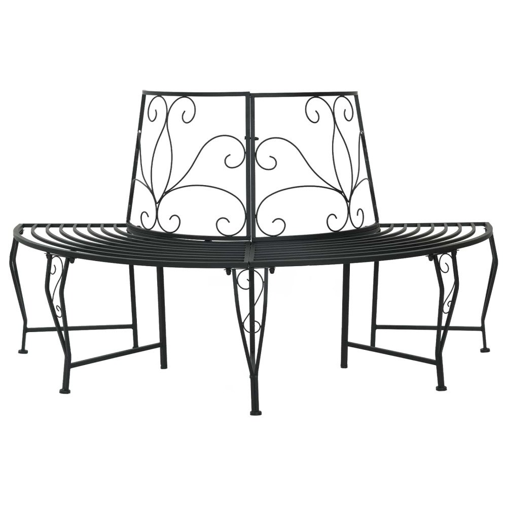 vidaXL Trädbänk 4-Antal sittplatser 160 x 80 x 89 cm Stål Svart