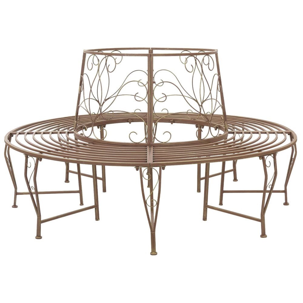 vidaXL Trädbänk 8-Antal sittplatser Ø 160 x 89 cm Stål Antikbrun Rund