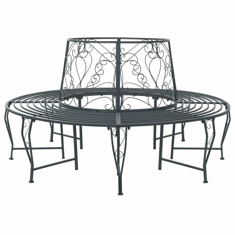 vidaXL Trädbänk 8-Antal sittplatser Ø 160 x 89 cm Stål Silvergrå Rund