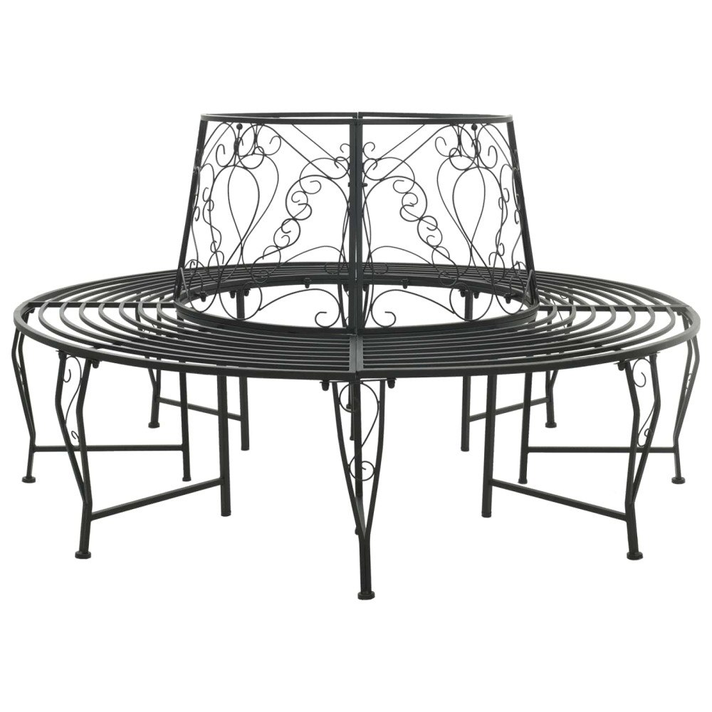 vidaXL Trädbänk 8-Antal sittplatser Ø 160 x 89 cm Stål Svart Rund
