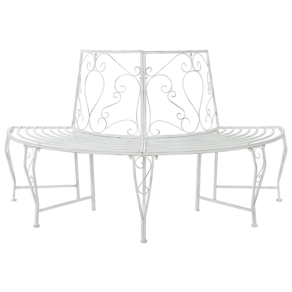 vidaXL Trädbänk 4-Antal sittplatser 160 x 80 x 89 cm Stål Antik vit